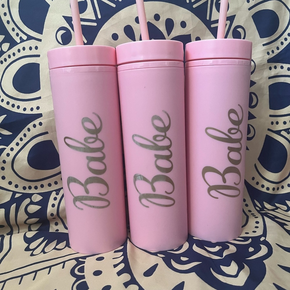 Pink Tumbler Set with Straw